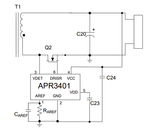 Schéma du circuit d'application - Diodes Incorporated Contrôleur de redressement synchrone APR3401